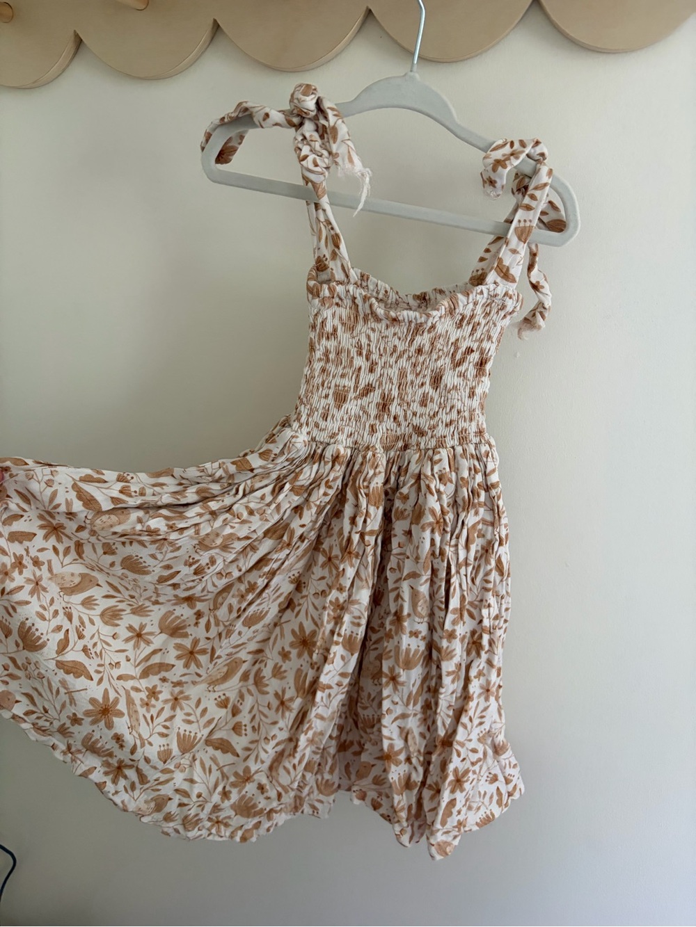 Rylee + Cru Cream and Brown Floral Tie-Shoulder Sundress